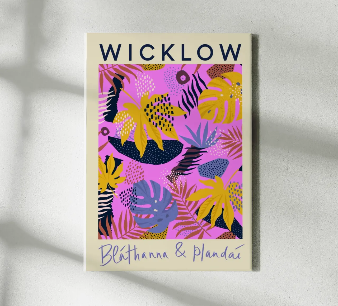 Wicklow Bláthanna & Plandaí - Levendig tropisch abstract canvas met Baklijst van homdeco
