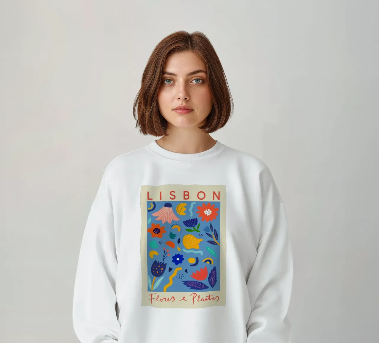 Lisbon Flowers and Plants - Vibrant Folk Art Floral sweatshirt by homdeco