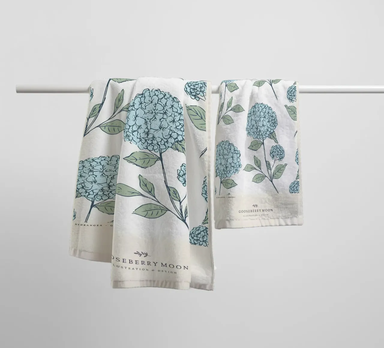 Hydrangea Botanical Garden Pattern Print - Vintage Style towel by homdeco