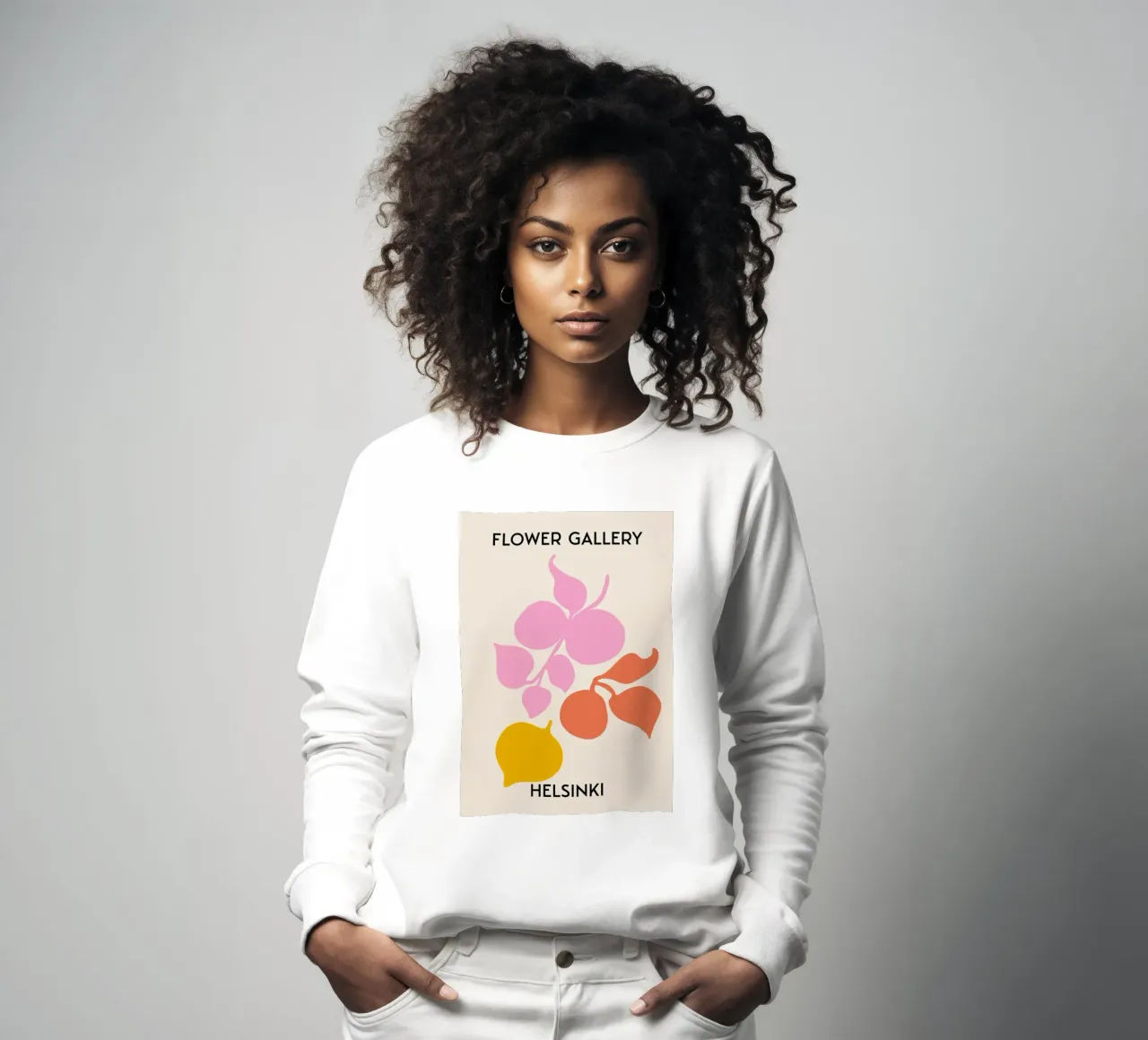 Helsinki Flower Gallery Abstract Botanical Print - Roze sweatshirt van homdeco
