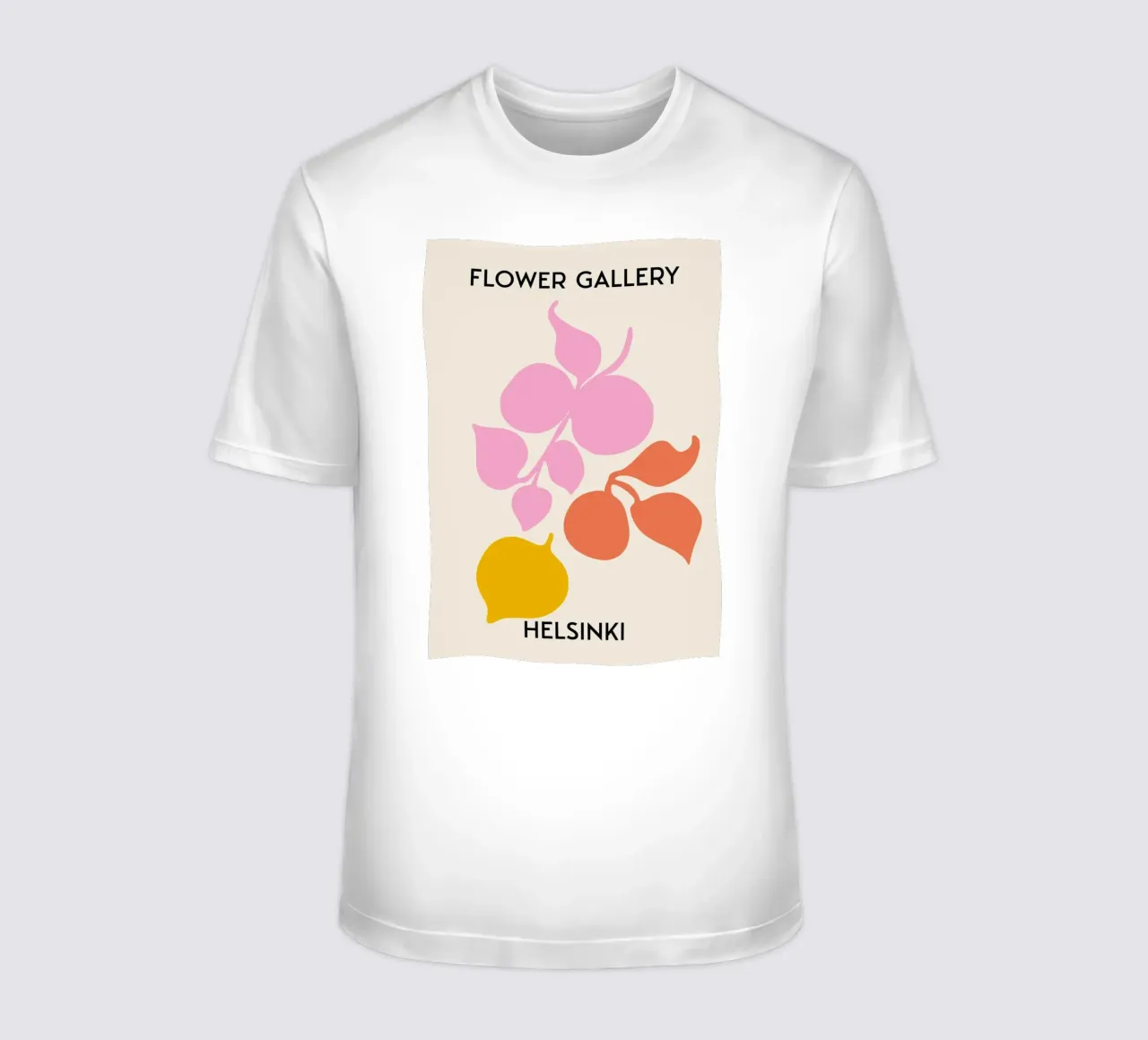 Estampado Botánico Abstracto Helsinki Flower Gallery - Rosa camiseta de homdeco