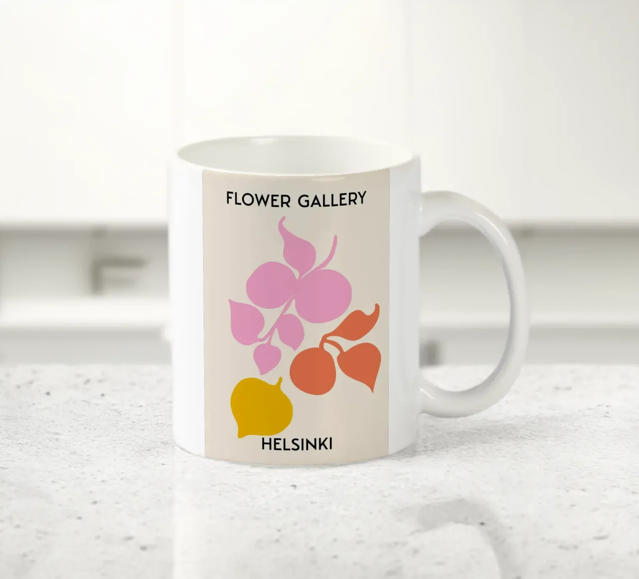 Helsinki Flower Gallery Abstract Botanical Print - Roze keramische mok van homdeco