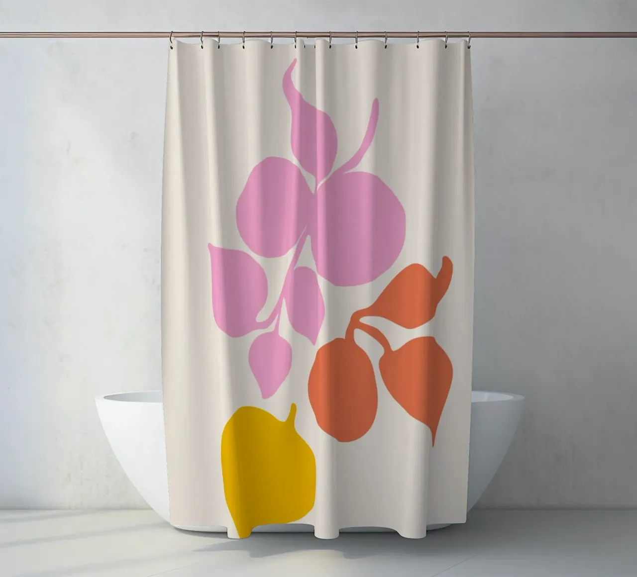 Helsinki Flower Gallery Abstract Botanical Print - Roze douchegordijn van homdeco