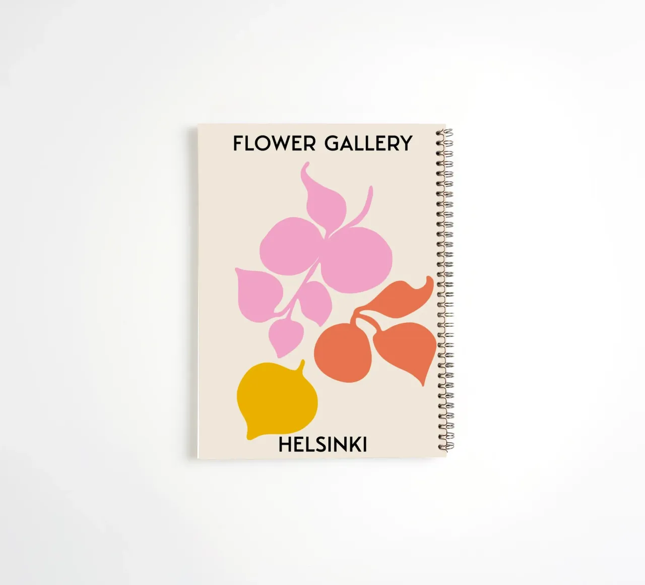 Helsinki Flower Gallery Abstract Botanical Print - Pink spiral notebook by homdeco
