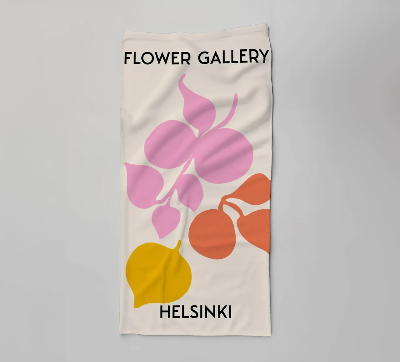 Helsinki Flower Gallery Abstract Botanical Print - Roze badhanddoek van homdeco