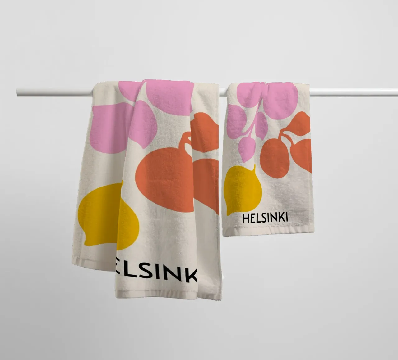 Helsinki Flower Gallery Abstract Botanical Print - Roze badhanddoek van homdeco