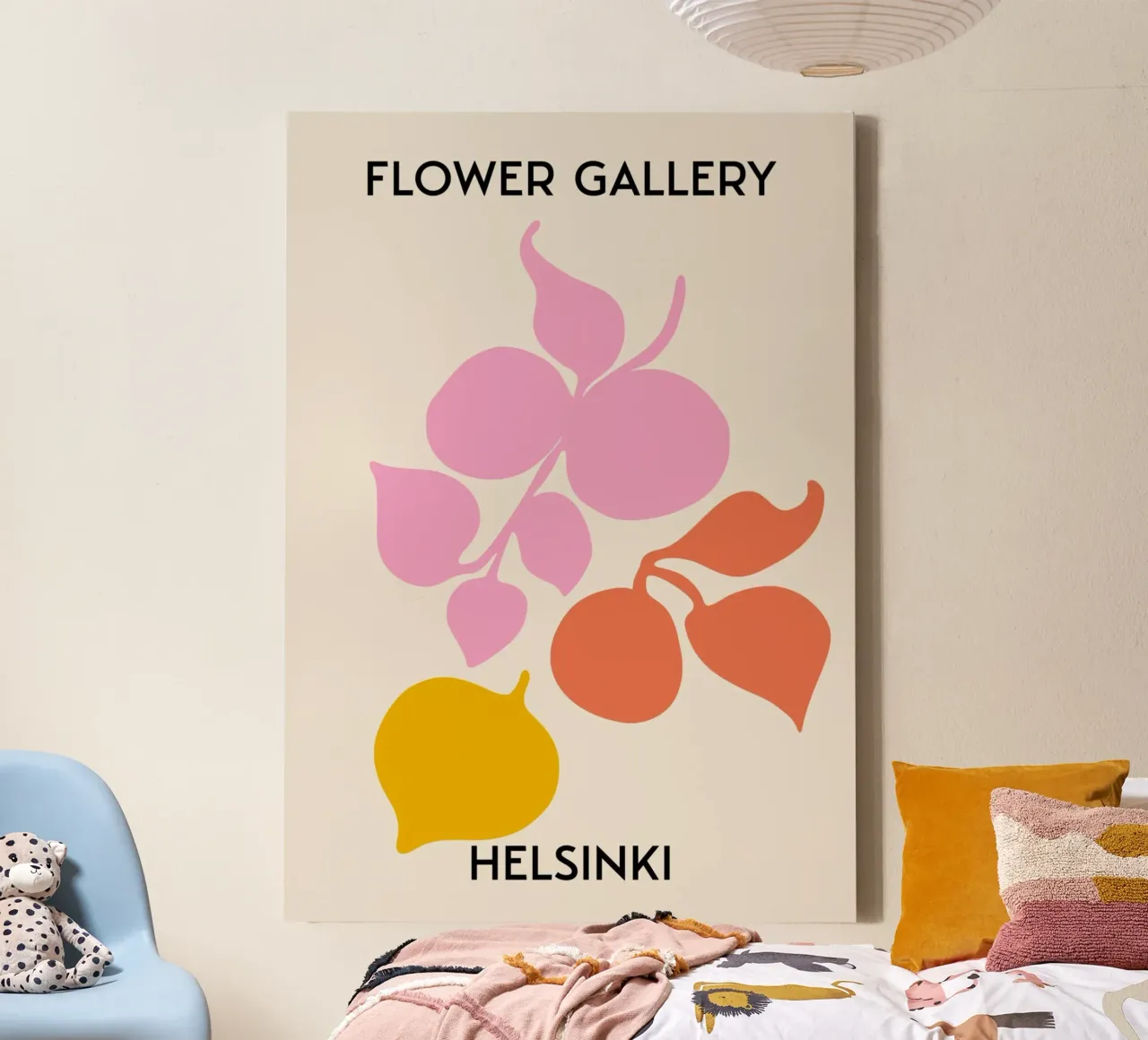 Helsinki Flower Gallery Abstract Botanical Print - Roze canvas van homdeco