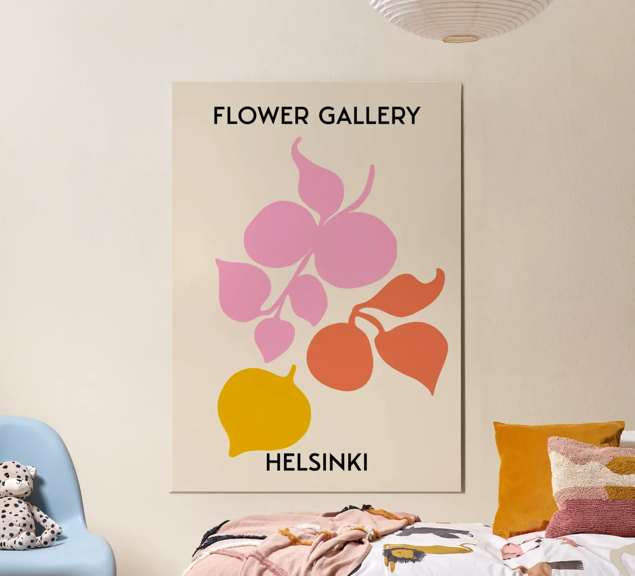 Helsinki Flower Gallery Abstract Botanical Print - Roze hahnemühle van homdeco