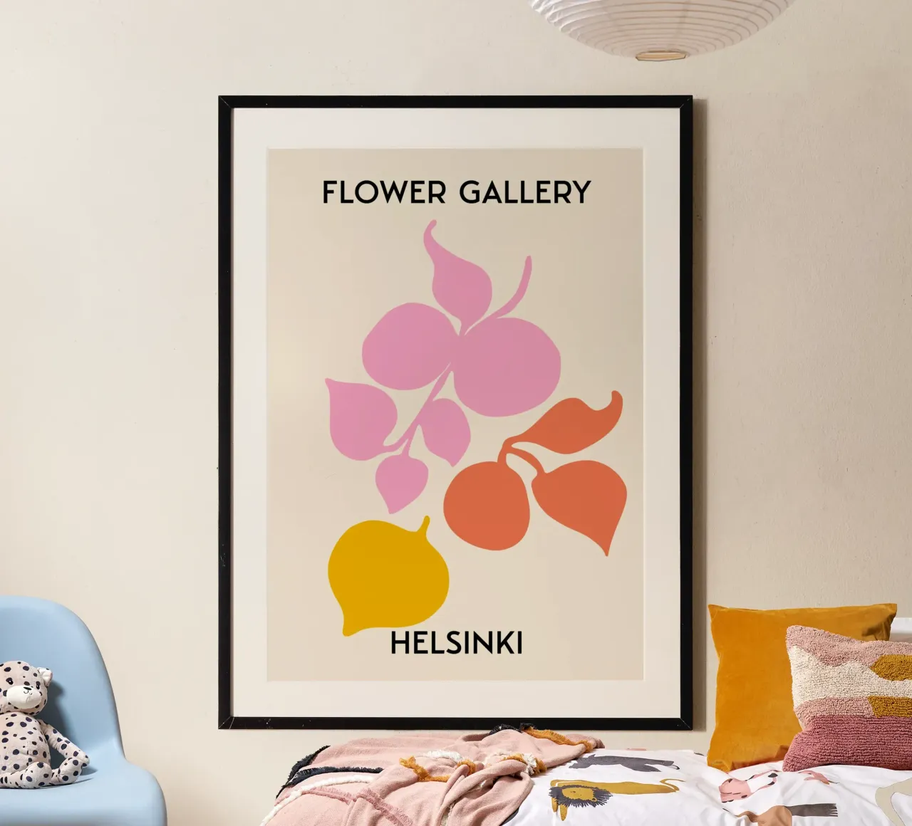 Helsinki Flower Gallery Abstract Botanical Print - Roze hahnemühle van homdeco