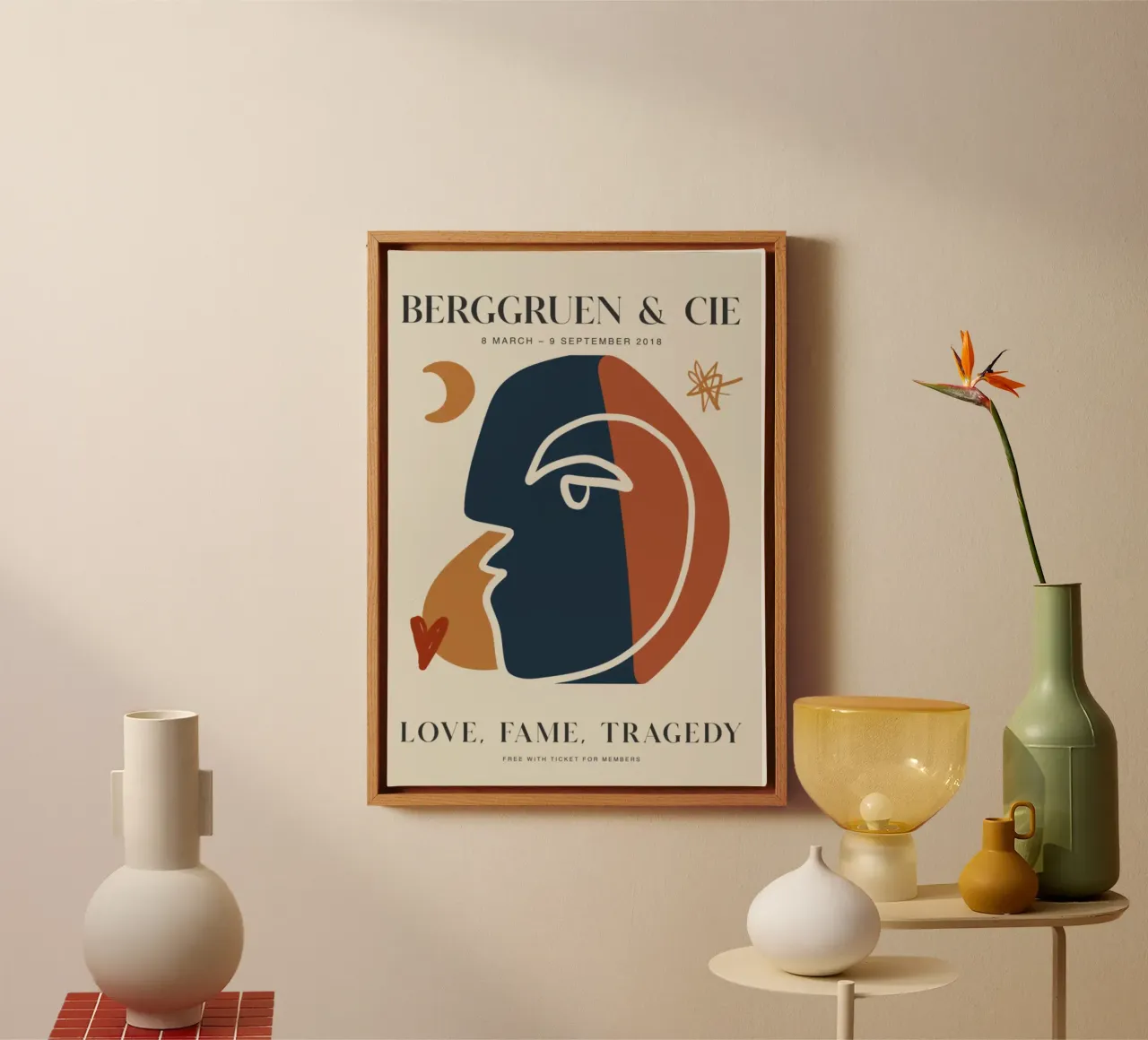 Abstract Berggruen Tentoonstelling Gezicht Print - Moderne Kunst canvas met Baklijst van homdeco