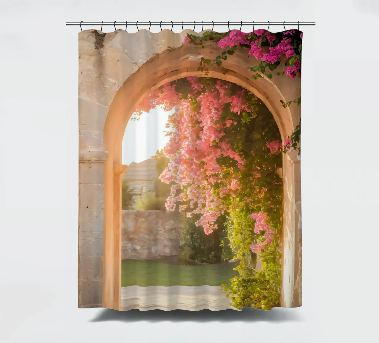 L'arco fiorito e la luce dorata del Sud tenda da doccia da Casa Limon