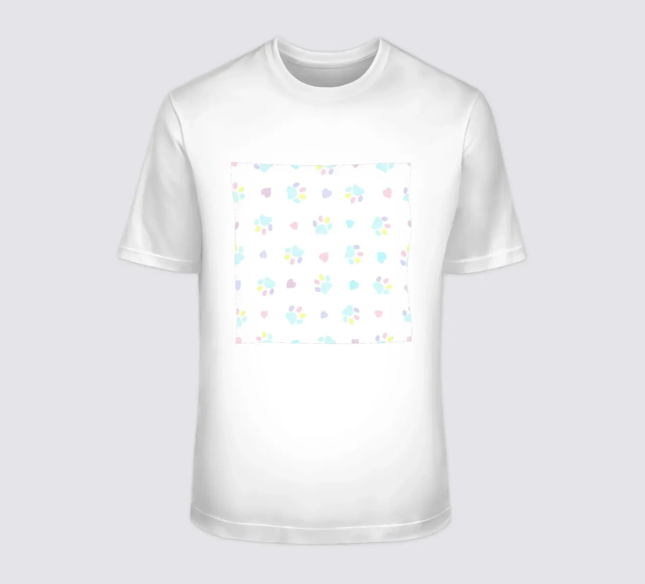 Pastel hand drawn hearts and paw prints t-shirt by gulsengunel