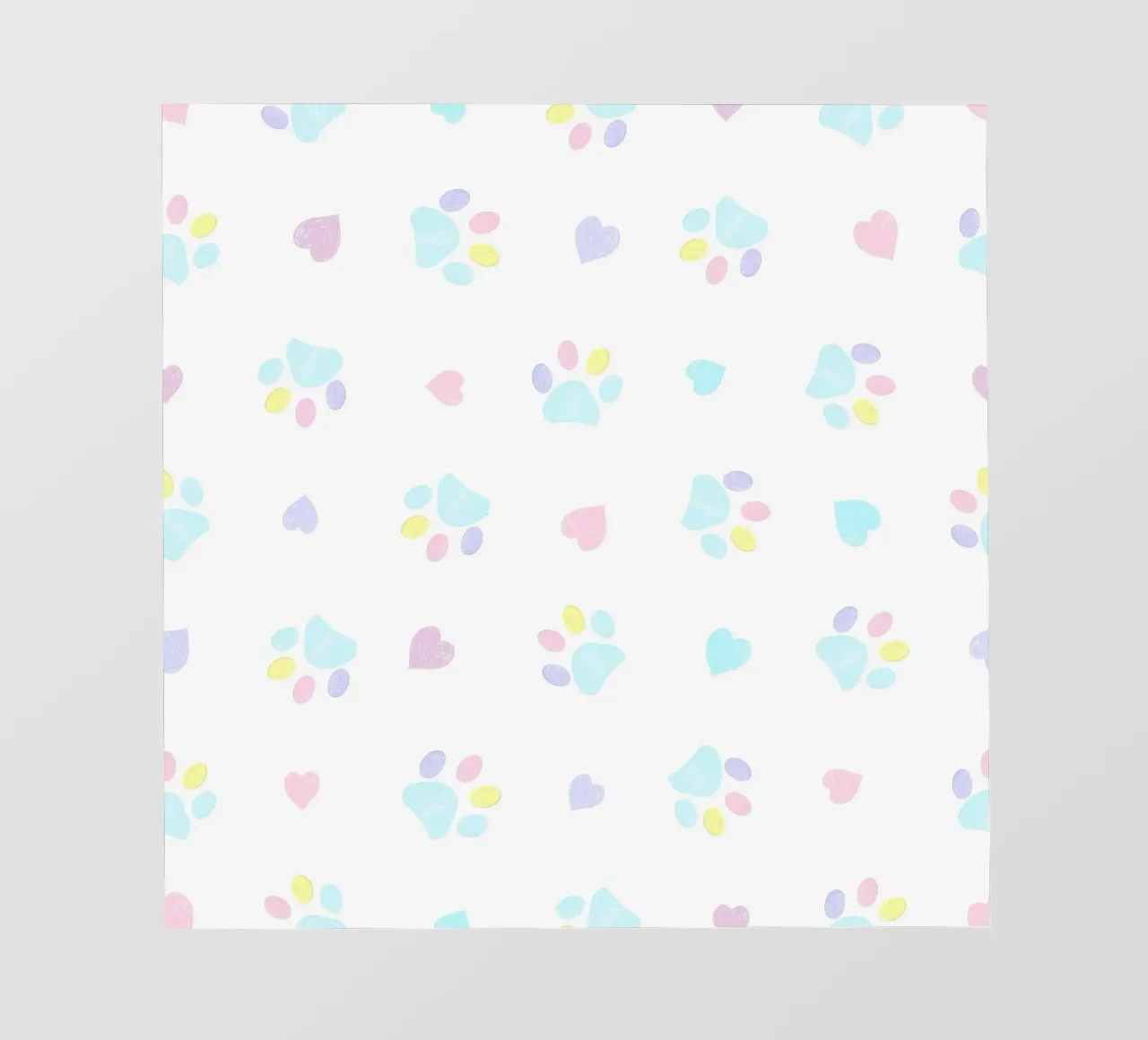 Cuori e impronte di zampe disegnati a mano in colori pastello telo in pvc da gulsengunel