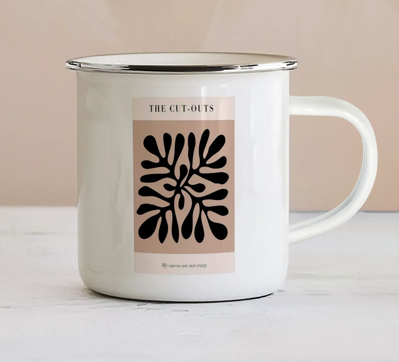 I Cut-Out Stampa botanica astratta nera tazza in smalto da homdeco