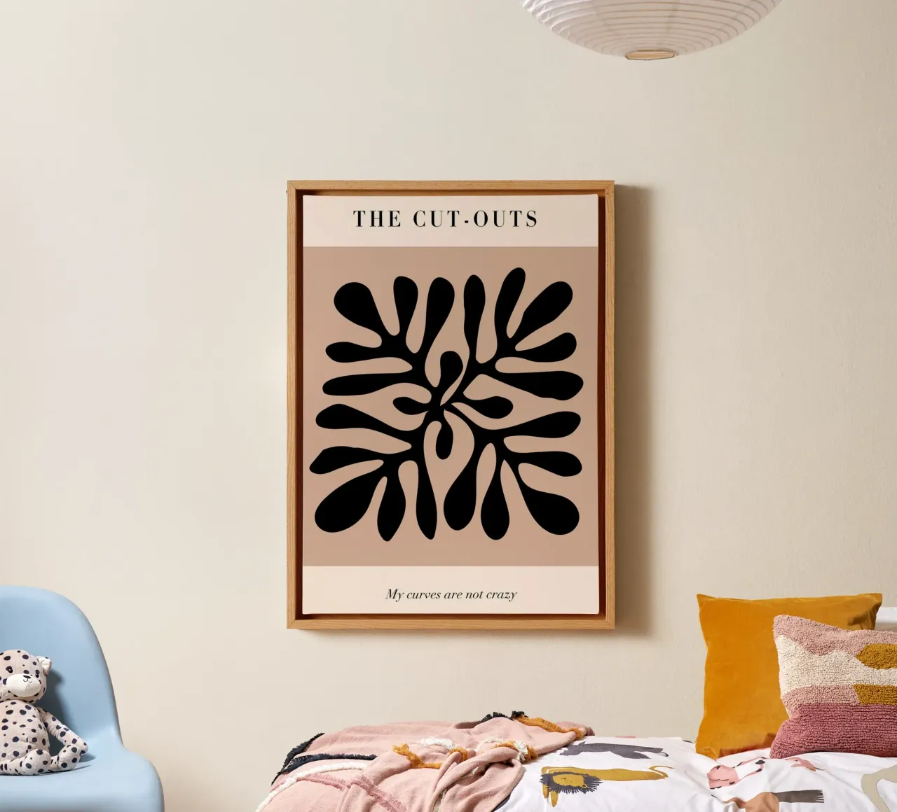 The Cut-Outs Abstract Zwart Botanische Print canvas met Baklijst van homdeco