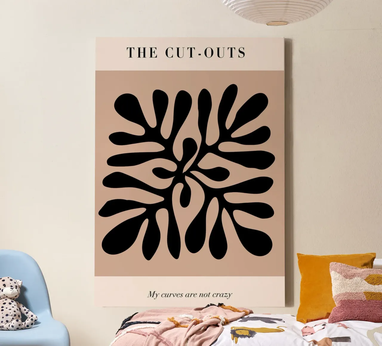 The Cut-Outs Abstract Zwart Botanische Print canvas met Baklijst van homdeco