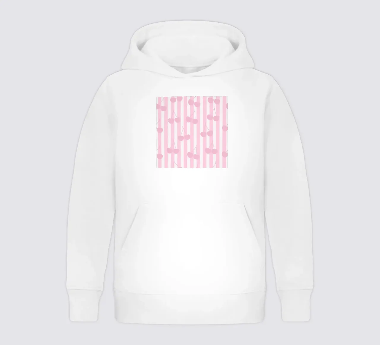 Pink and white stripe pattern cherries pattern kids hoodie by gulsengunel