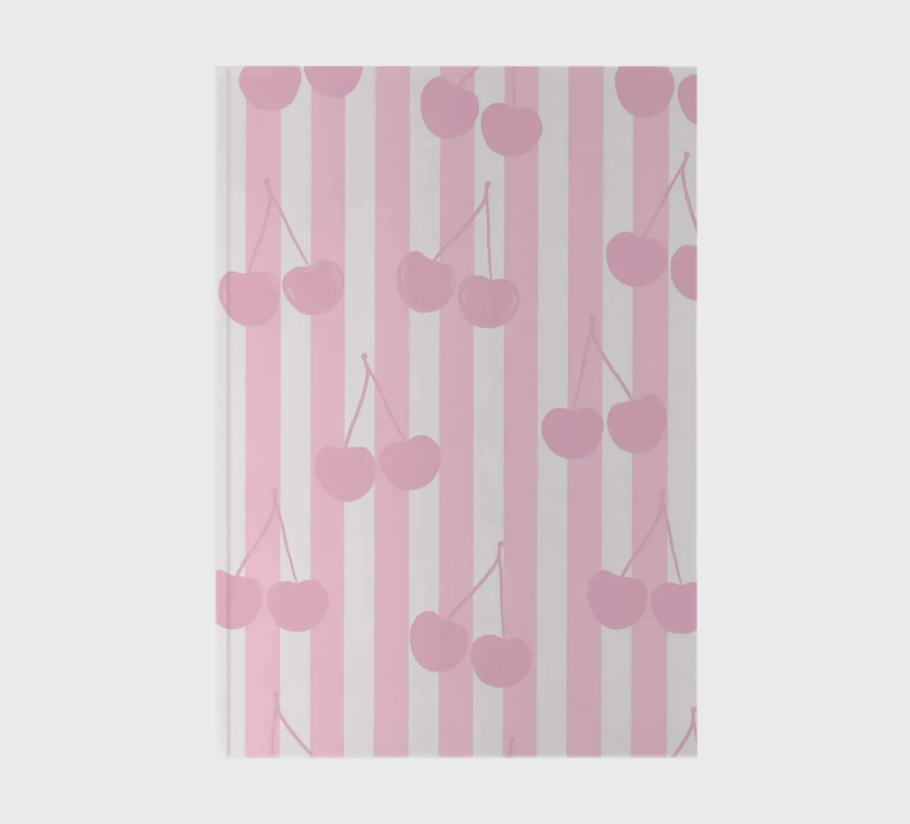 Pink and white stripe pattern cherries pattern notebook by gulsengunel
