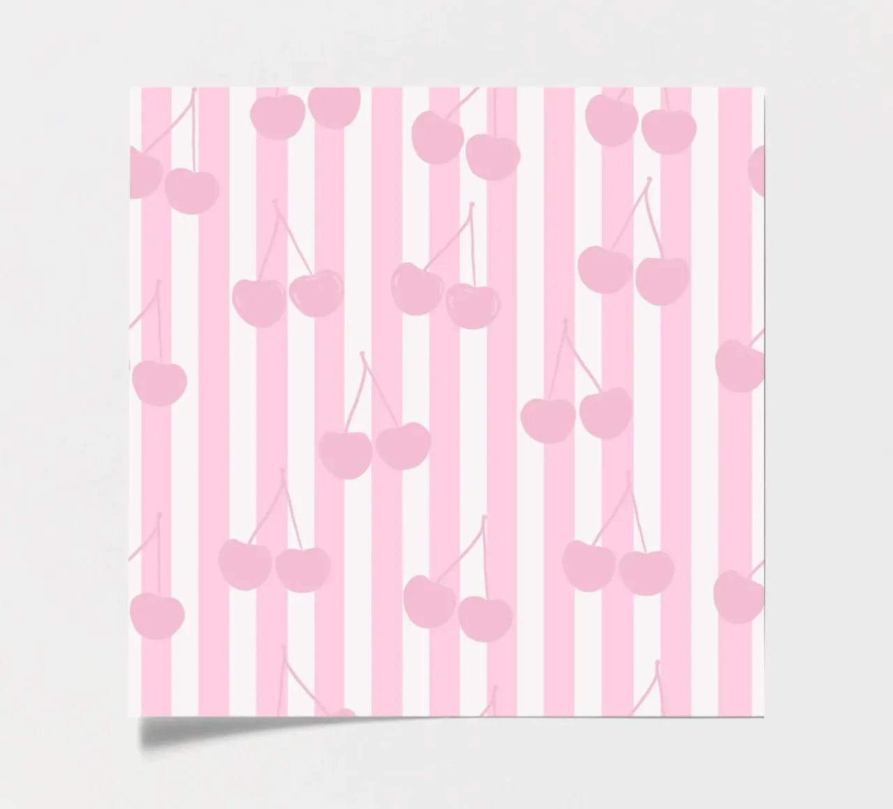 Pink and white stripe pattern cherries pattern sticker sheet by gulsengunel