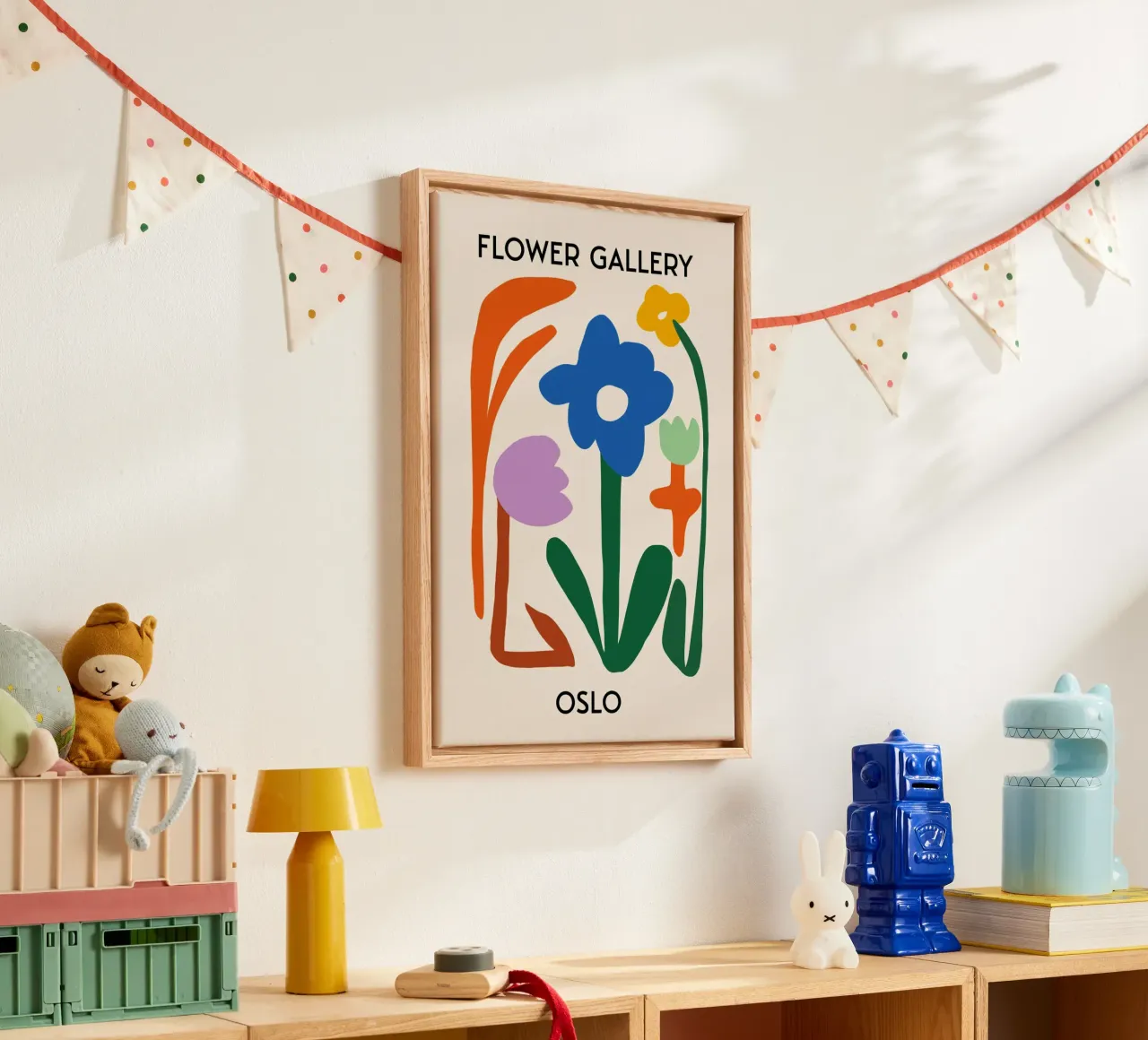 Oslo Flower Gallery Abstract Bloemenprint - Modern canvas met Baklijst van homdeco