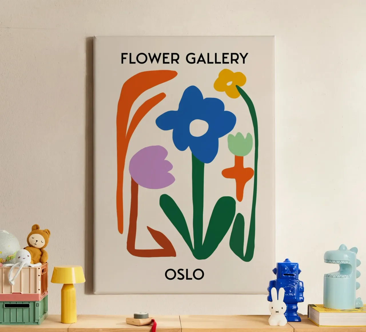 Oslo Flower Gallery Abstract Bloemenprint - Modern canvas met Baklijst van homdeco