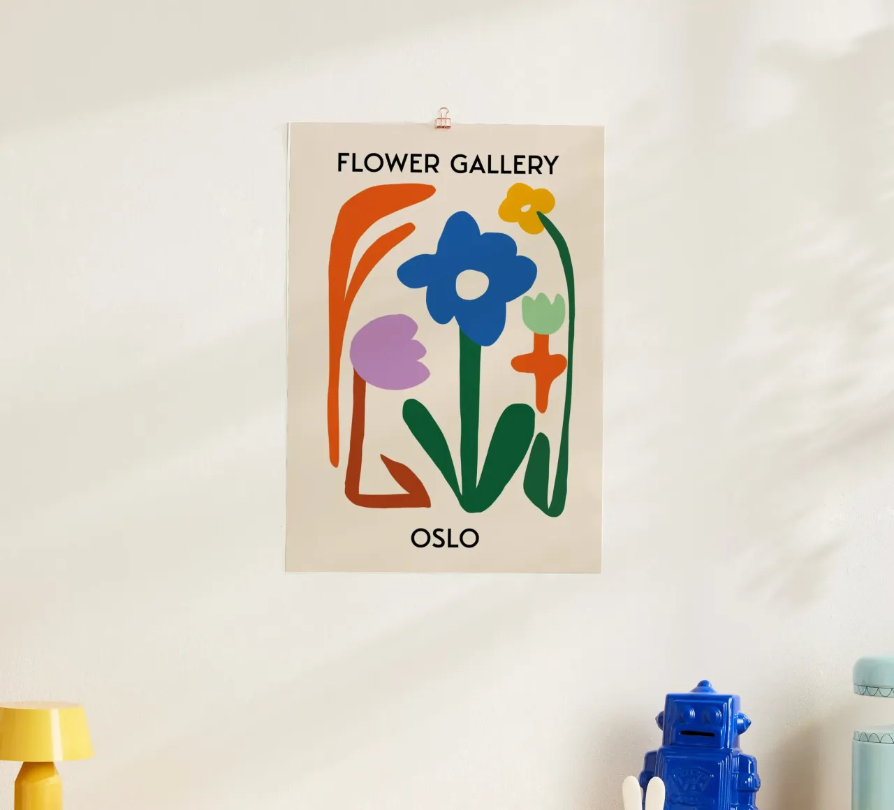 Oslo Flower Gallery Abstrakter Blumendruck - Modern Poster von homdeco