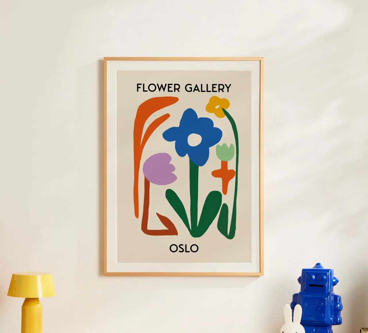 Oslo Flower Gallery Abstrakter Blumendruck - Modern Poster von homdeco