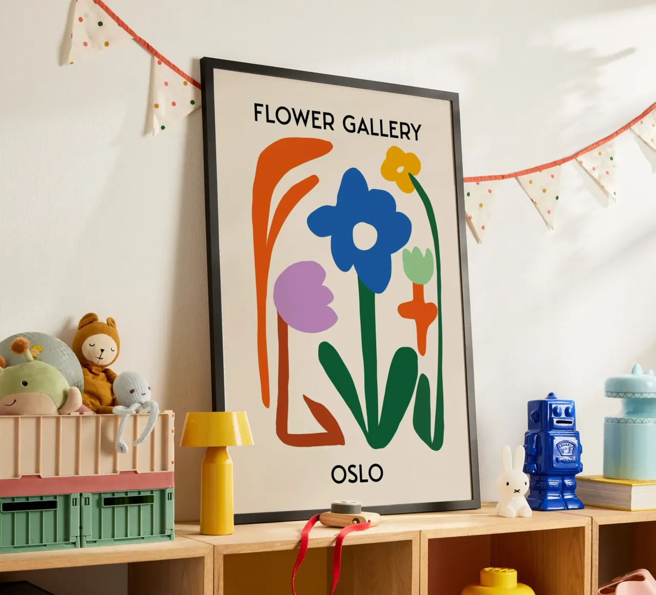 Oslo Flower Gallery Abstrakter Blumendruck - Modern Poster von homdeco