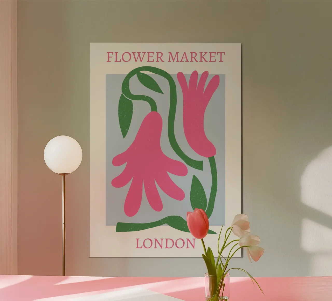 Mercado de las flores de Londres Impresión abstracta de flores rosas poster de homdeco