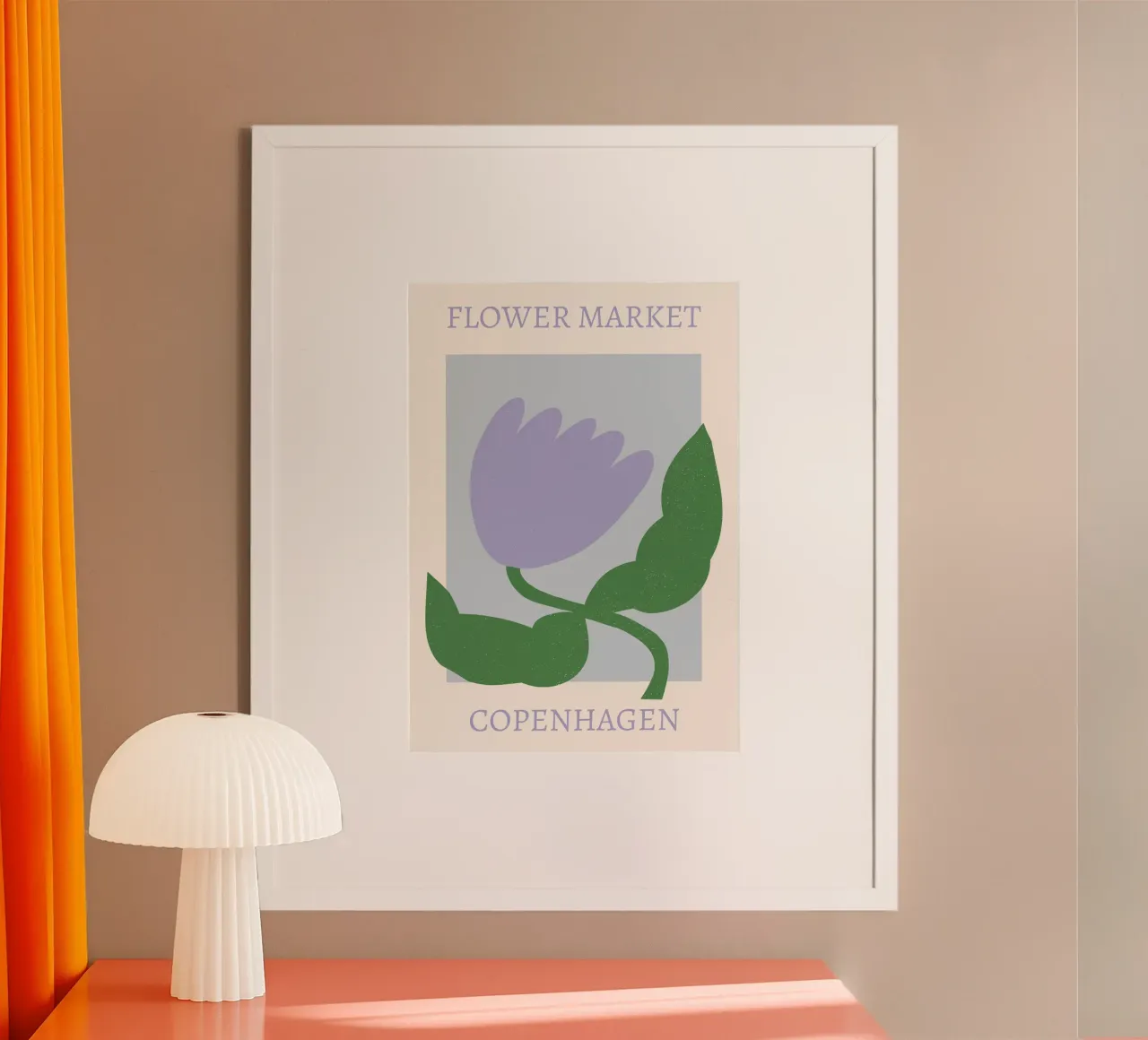 Stampa tulipani viola del mercato dei fiori di Copenhagen - Minimalista poster con telaio in plastica da homdeco