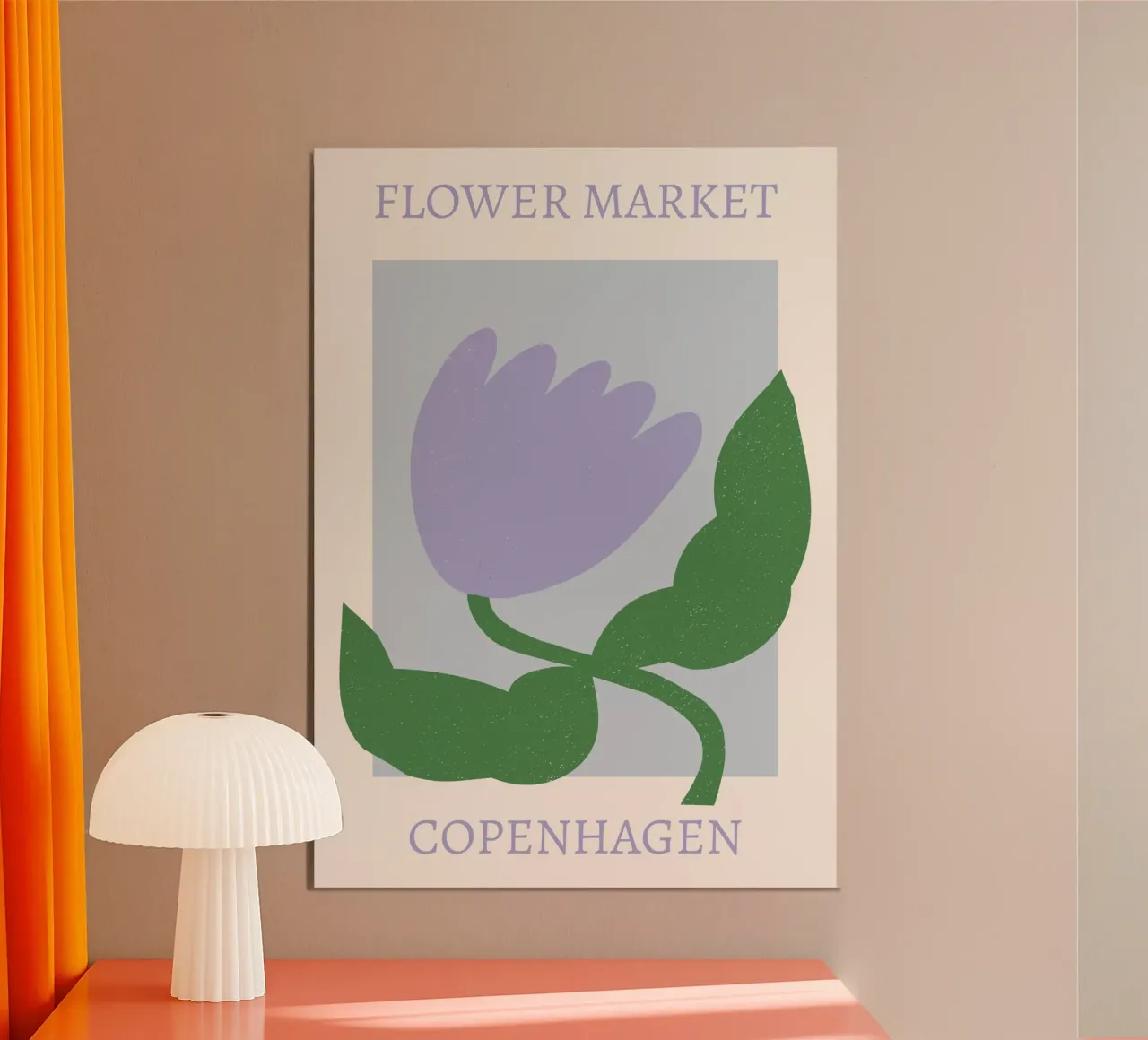 Stampa tulipani viola del mercato dei fiori di Copenhagen - Minimalista poster con telaio in plastica da homdeco