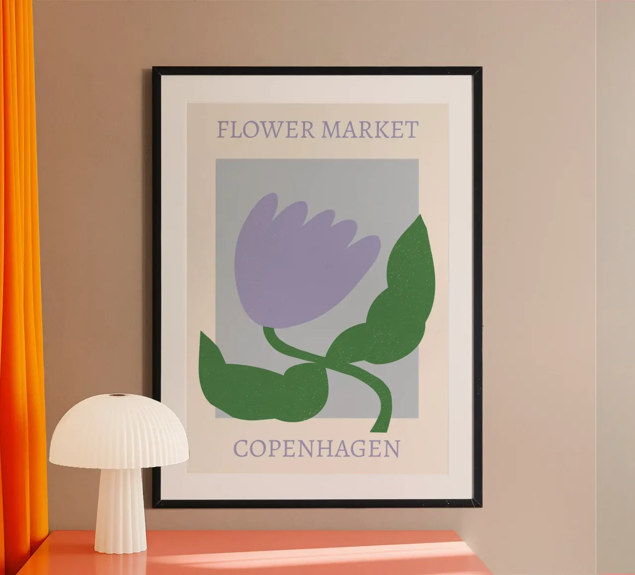 Stampa tulipani viola del mercato dei fiori di Copenhagen - Minimalista poster con telaio in plastica da homdeco