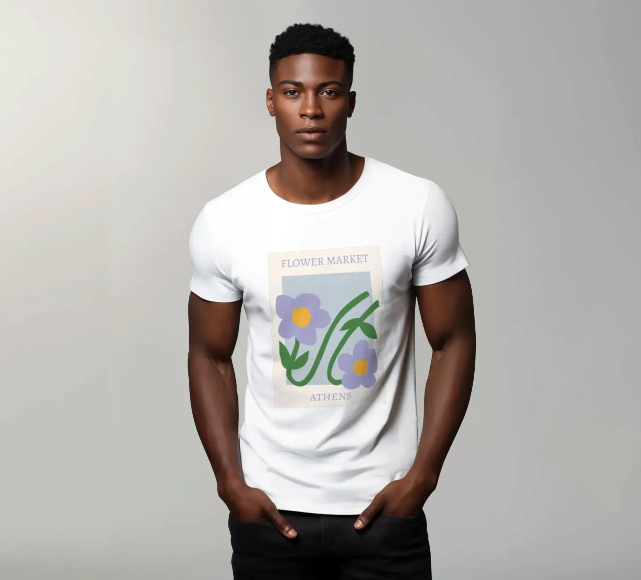 Mercato dei fiori di Atene Stampa fiori viola - Floreale astratto t-shirt da homdeco