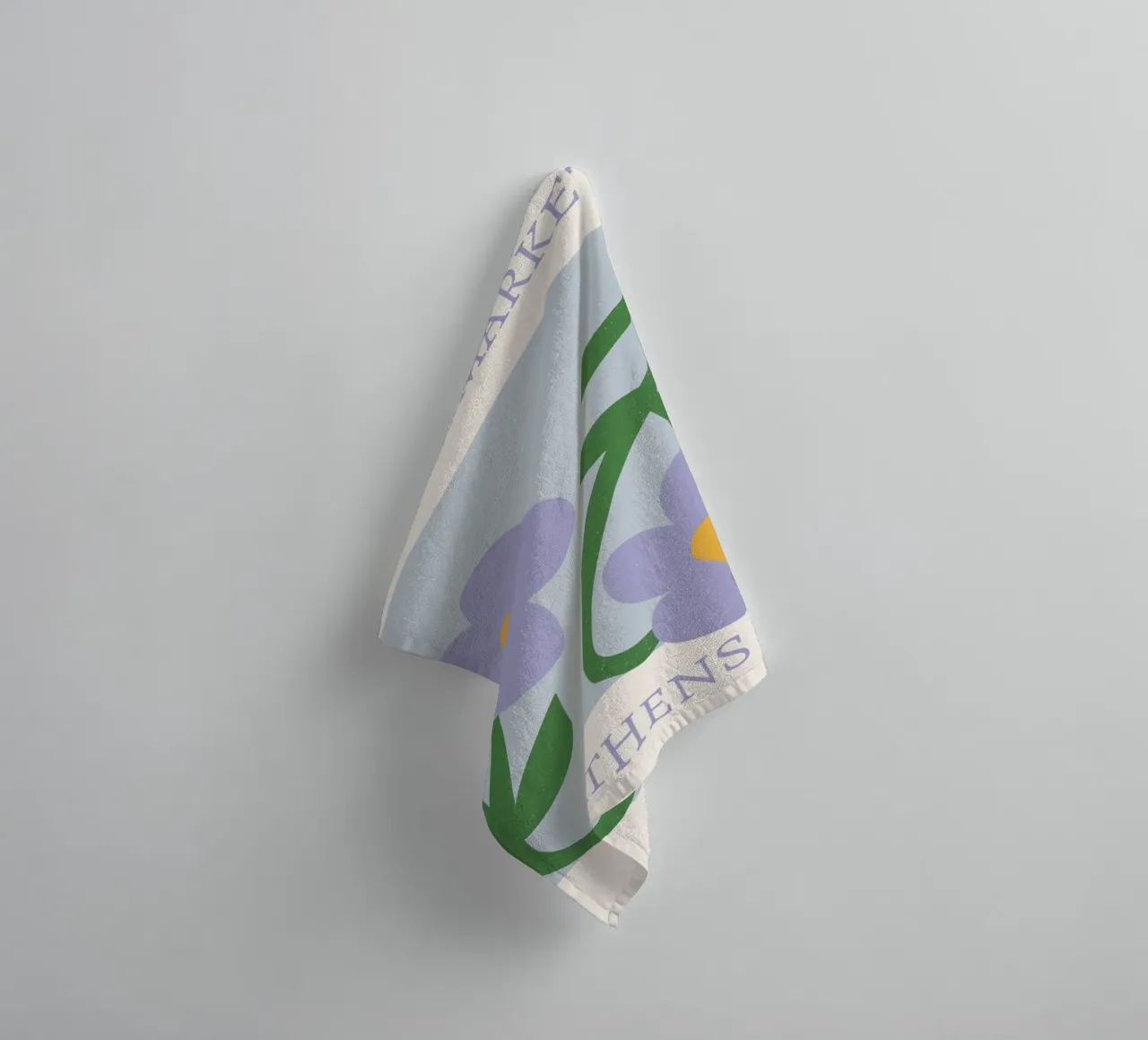 Mercato dei fiori di Atene Stampa fiori viola - Floreale astratto asciugamano da bagno da homdeco
