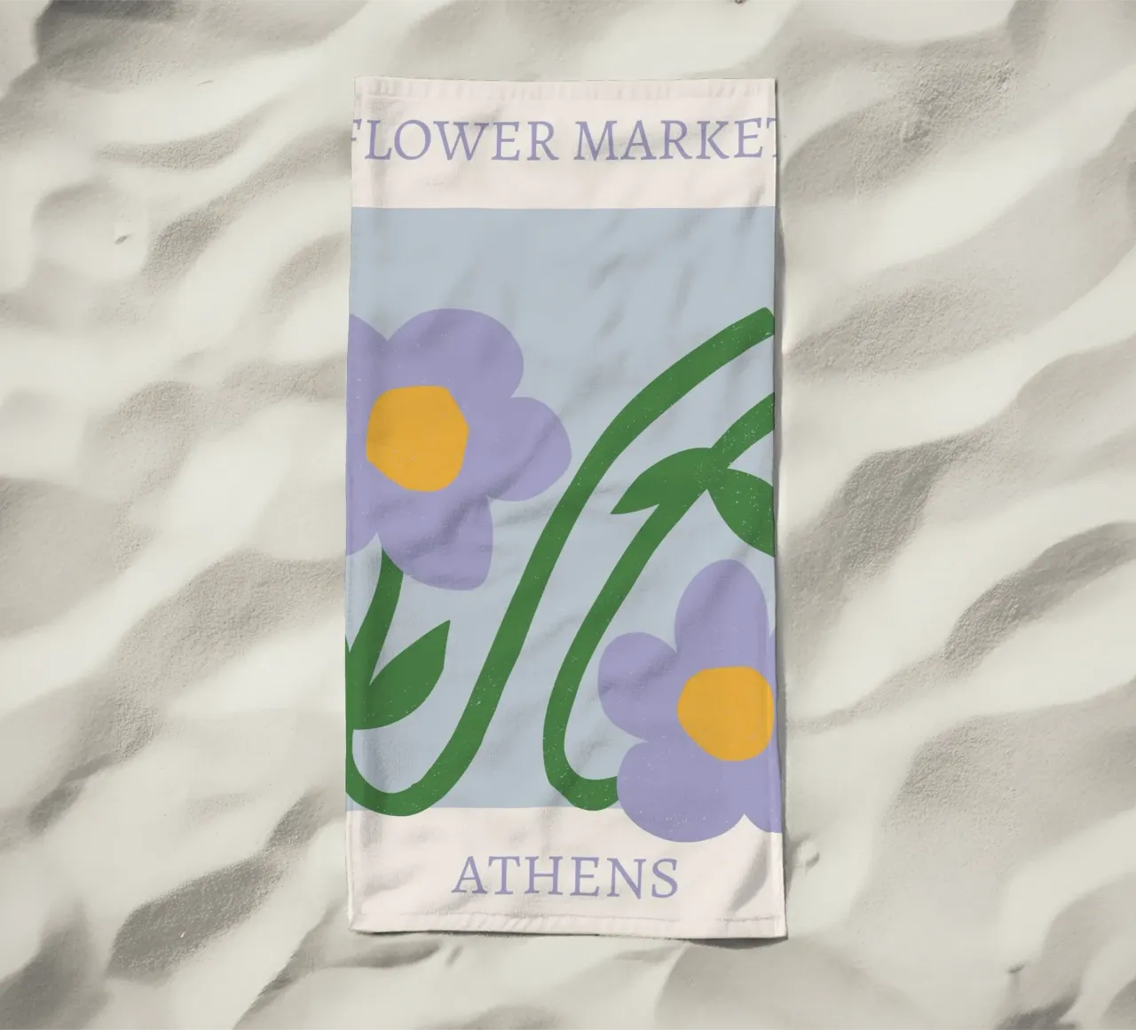 Mercato dei fiori di Atene Stampa fiori viola - Floreale astratto telo mare da homdeco