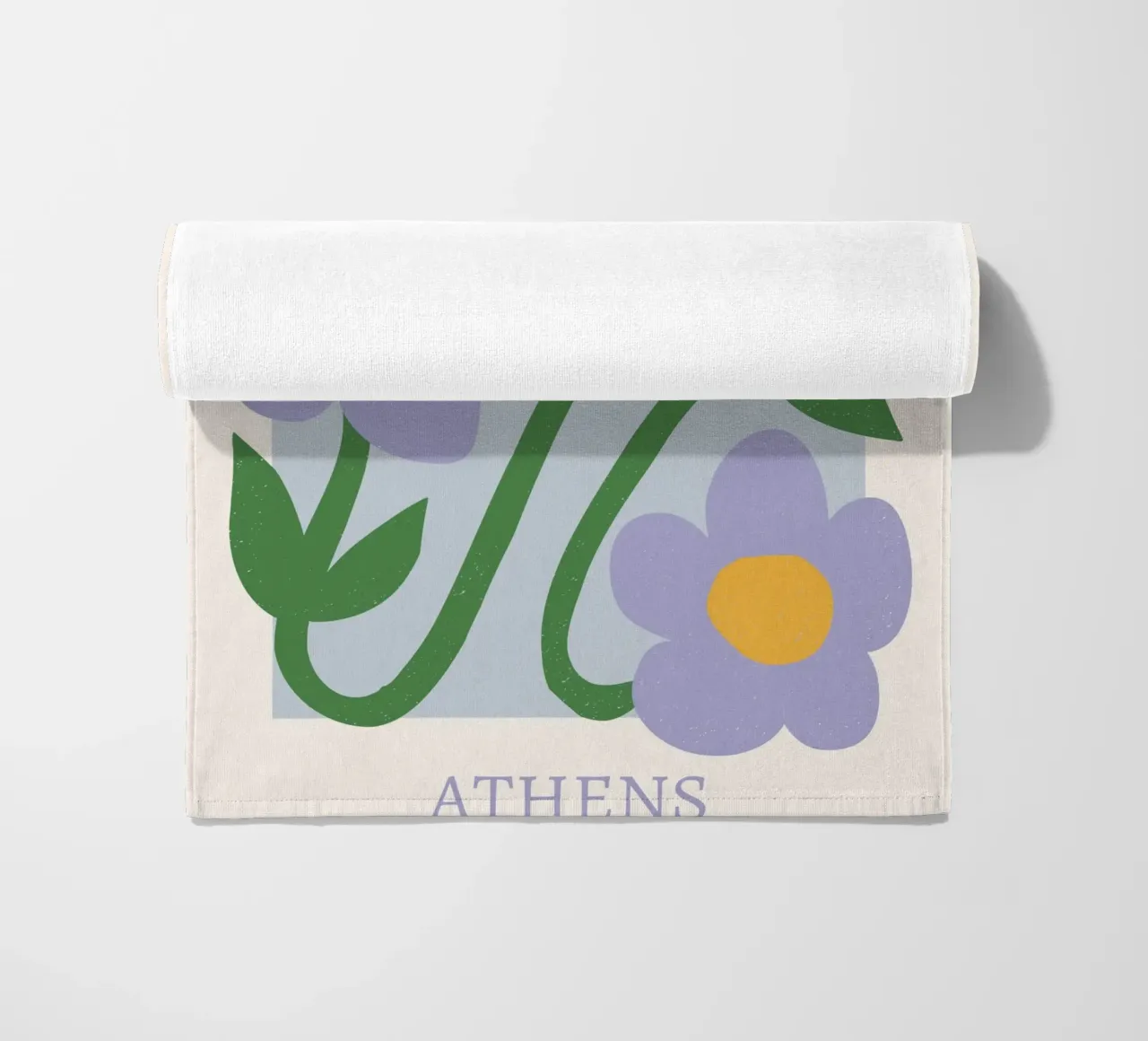 Mercato dei fiori di Atene Stampa fiori viola - Floreale astratto telo mare da homdeco