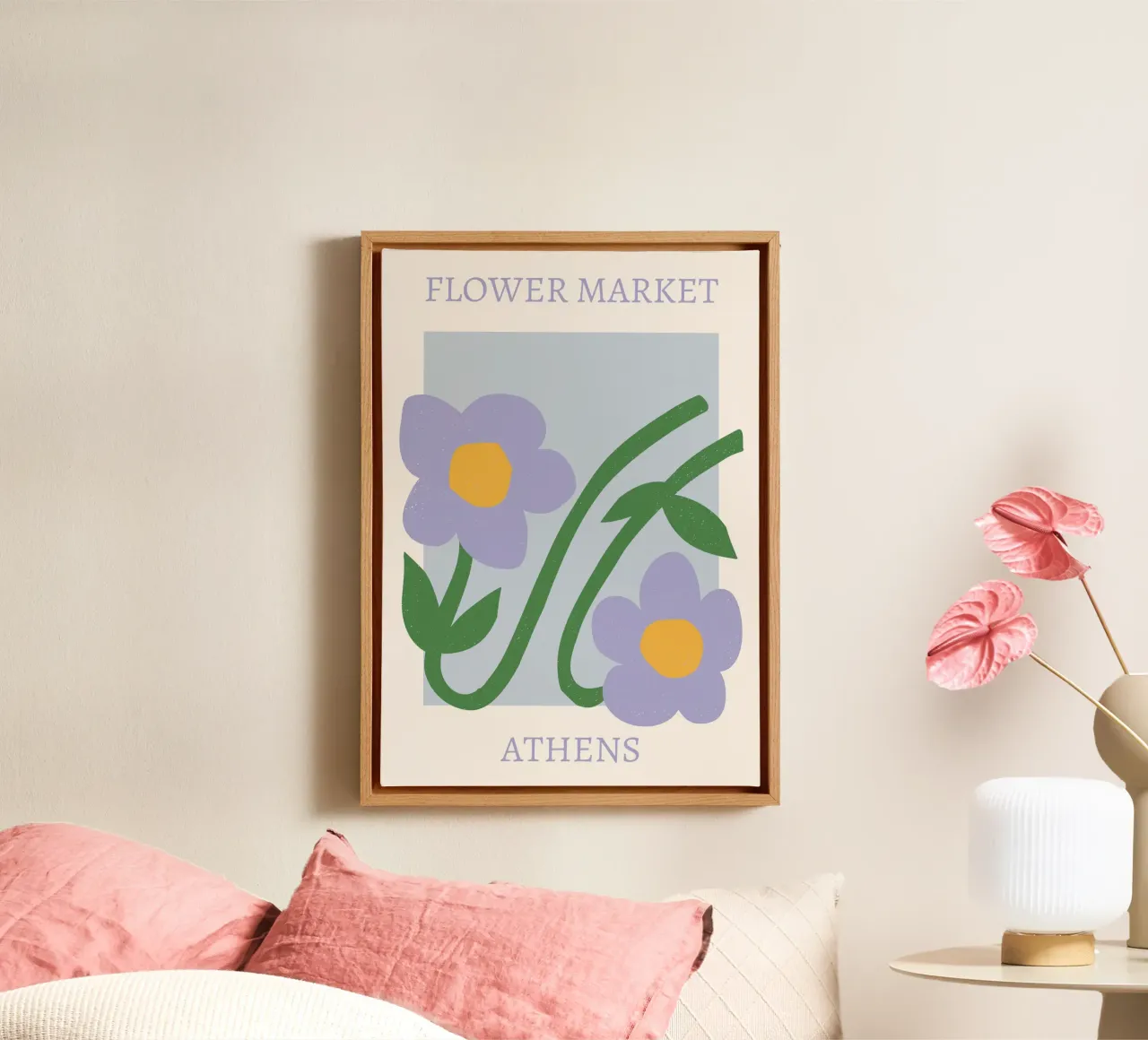 Mercato dei fiori di Atene Stampa fiori viola - Floreale astratto tela da homdeco