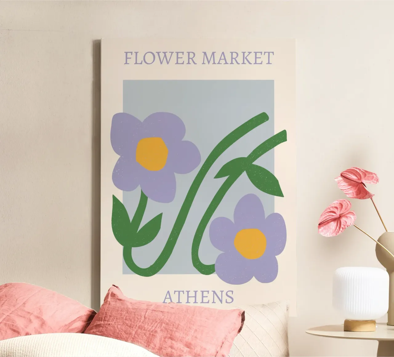 Mercato dei fiori di Atene Stampa fiori viola - Floreale astratto tela da homdeco