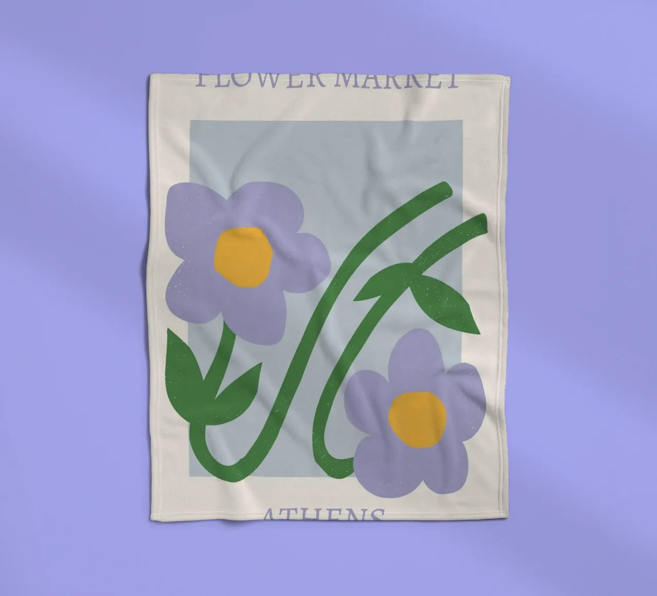 Mercato dei fiori di Atene Stampa fiori viola - Floreale astratto coperta in pile da homdeco