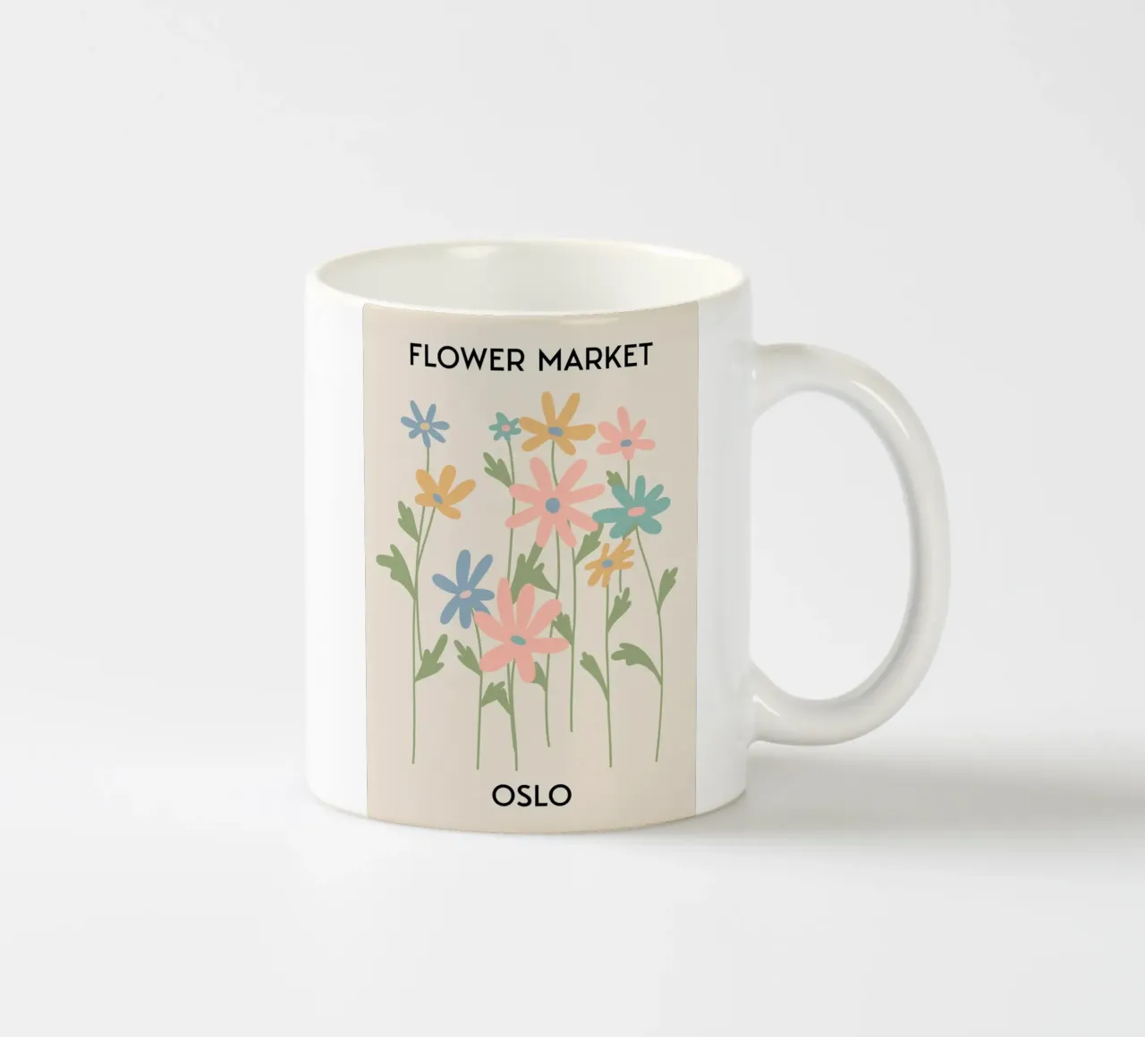 Osloer Blumenmarkt Pastellblüten Druck - Nordic Floral Keramik Tasse von homdeco