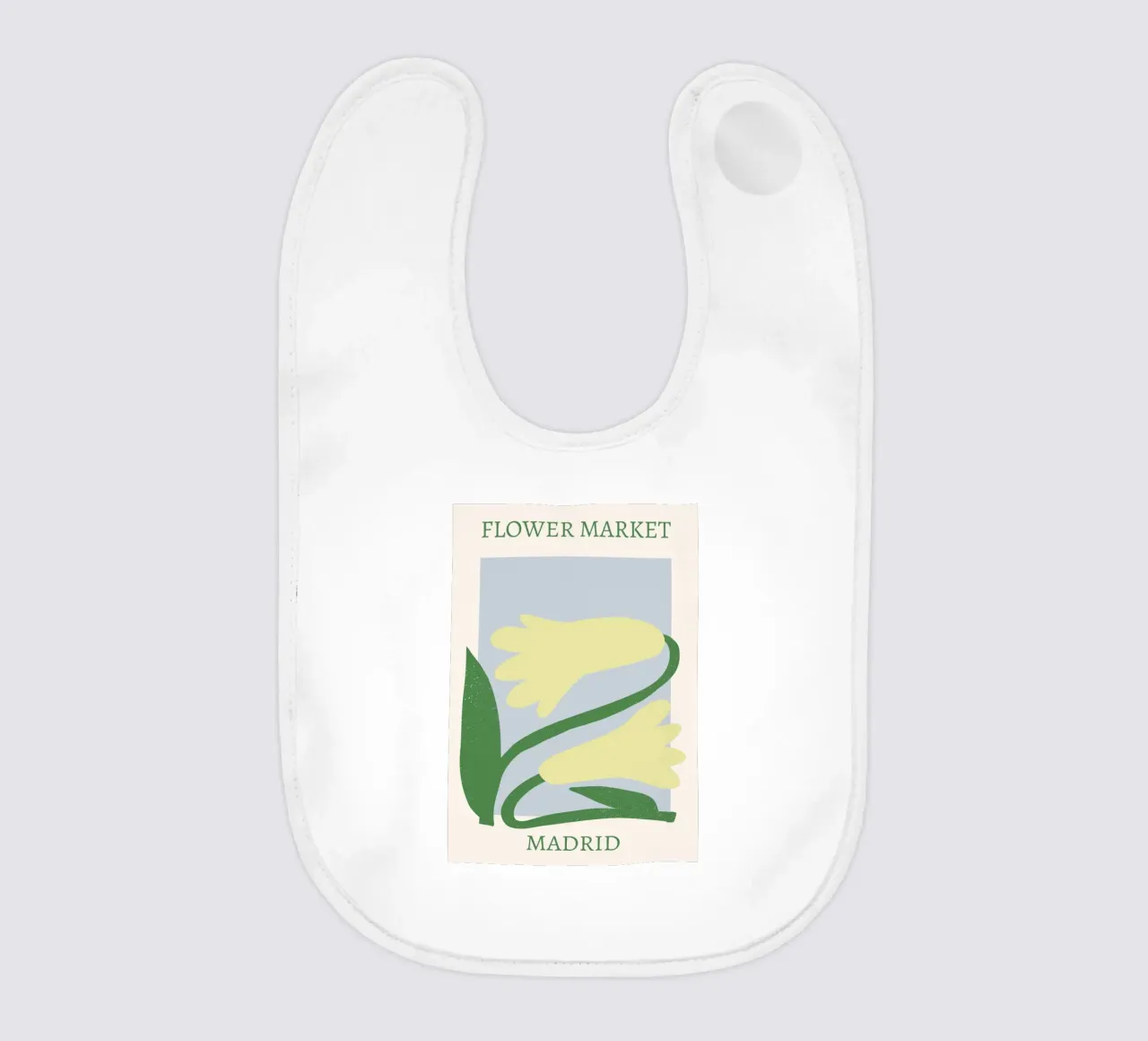 Madrid Flower Market Yellow Bells Print - Modern Floral baby bib by homdeco