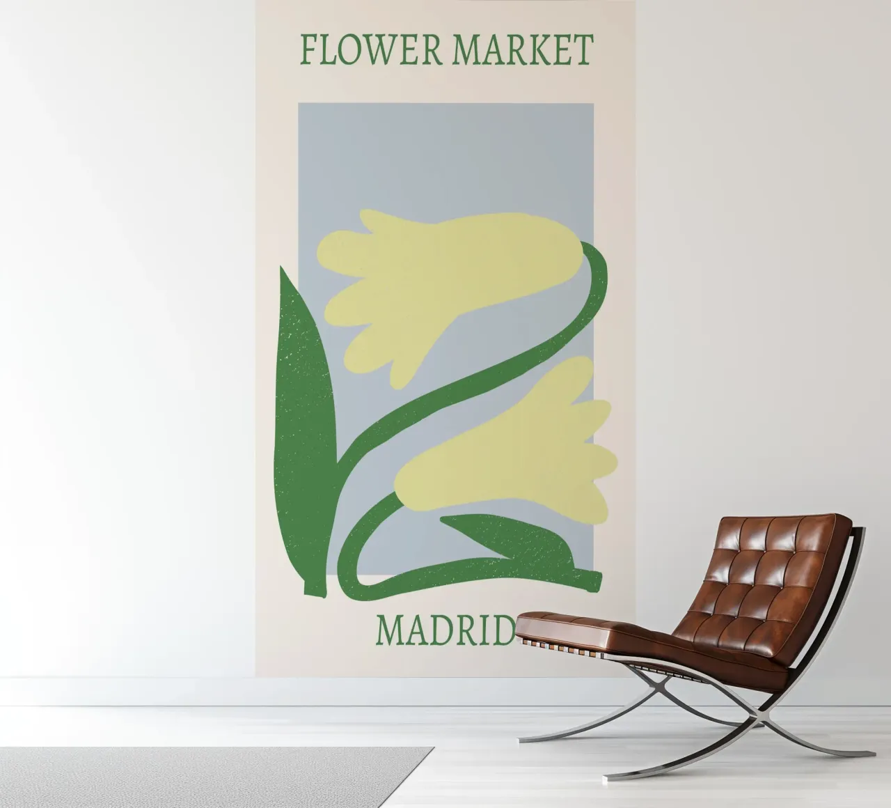 Madrid Flower Market Yellow Bells Print - Modern Floral photo wallpaper by homdeco
