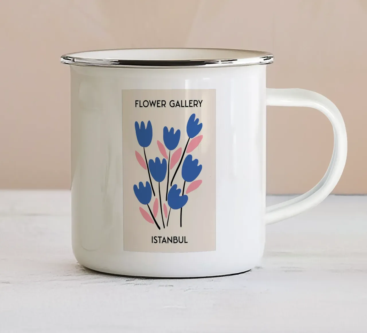 Istanbul Flower Gallery Blue Tulips Print - Modern enamel mug by homdeco