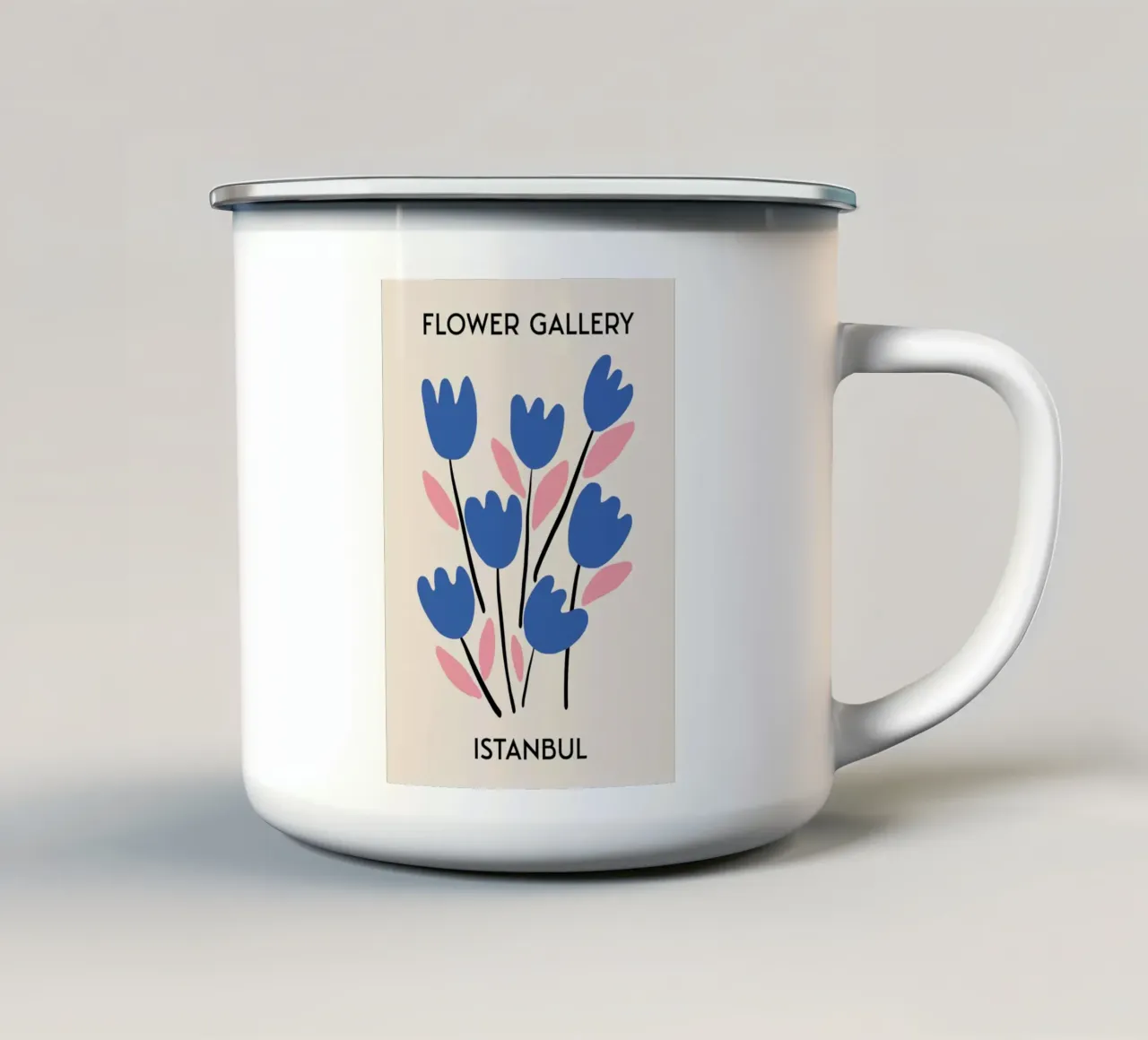 Istanbul Flower Gallery Blue Tulips Print - Modern enamel mug by homdeco