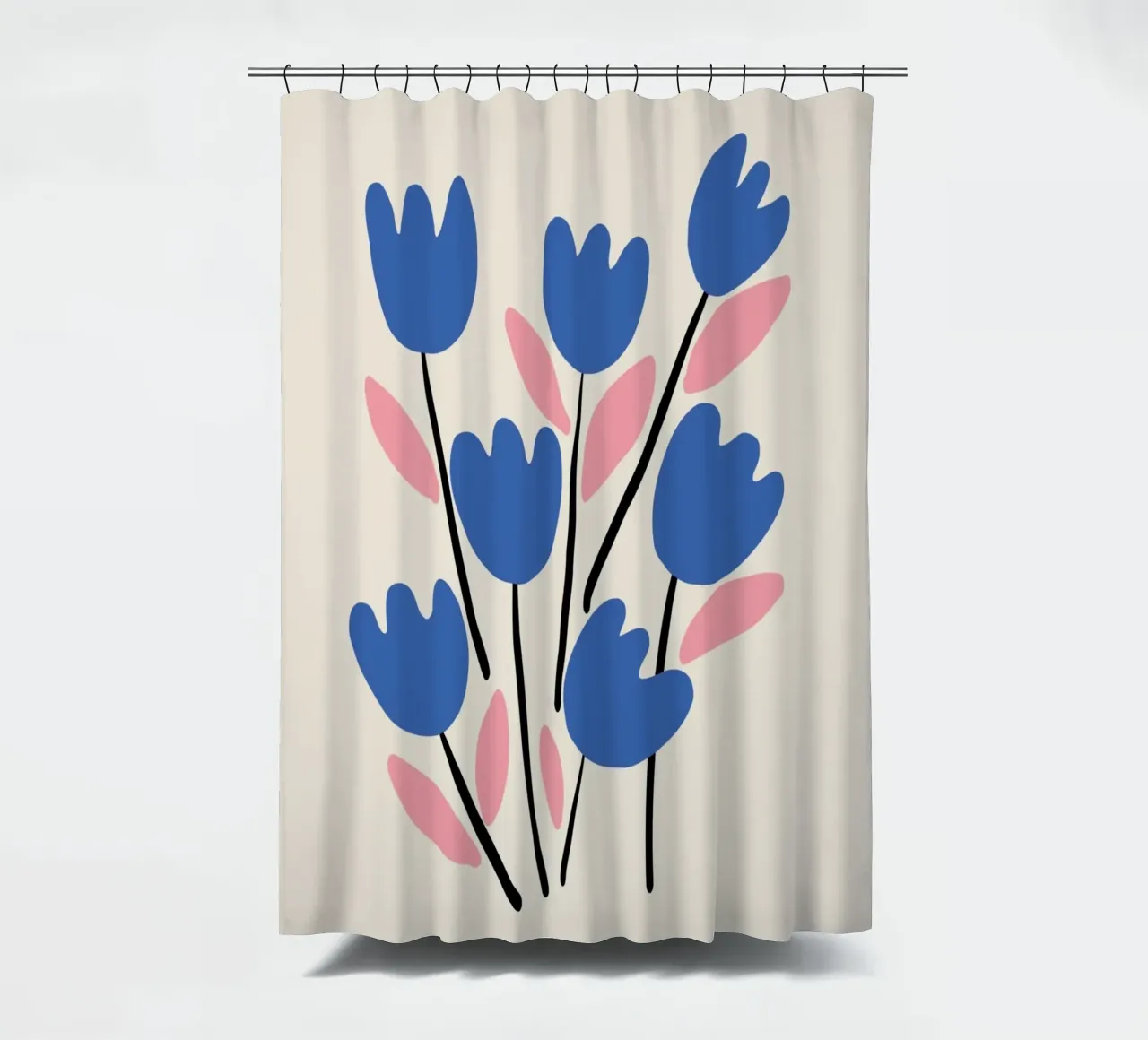 Istanbul Flower Gallery Blue Tulips Print - Modern shower curtain by homdeco