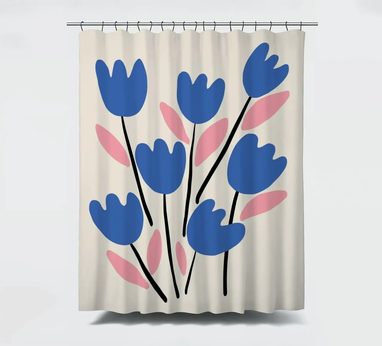 Istanbul Flower Gallery Blue Tulips Print - Modern shower curtain by homdeco