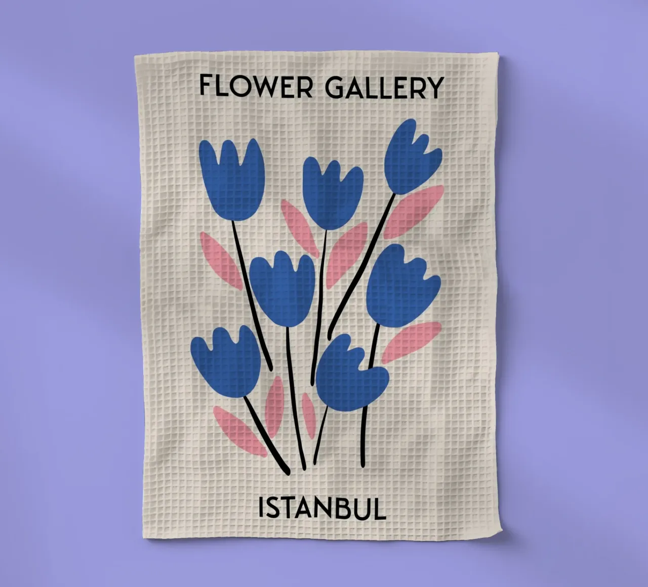 Istanbul Flower Gallery Blue Tulips Print - Modern tea towel by homdeco