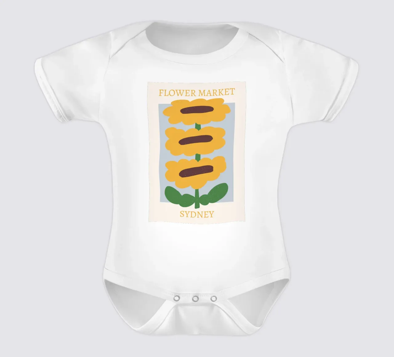 Sydney Flower Market Sunflowers Print - Minimalist Art short-sleeve baby romper by homdeco