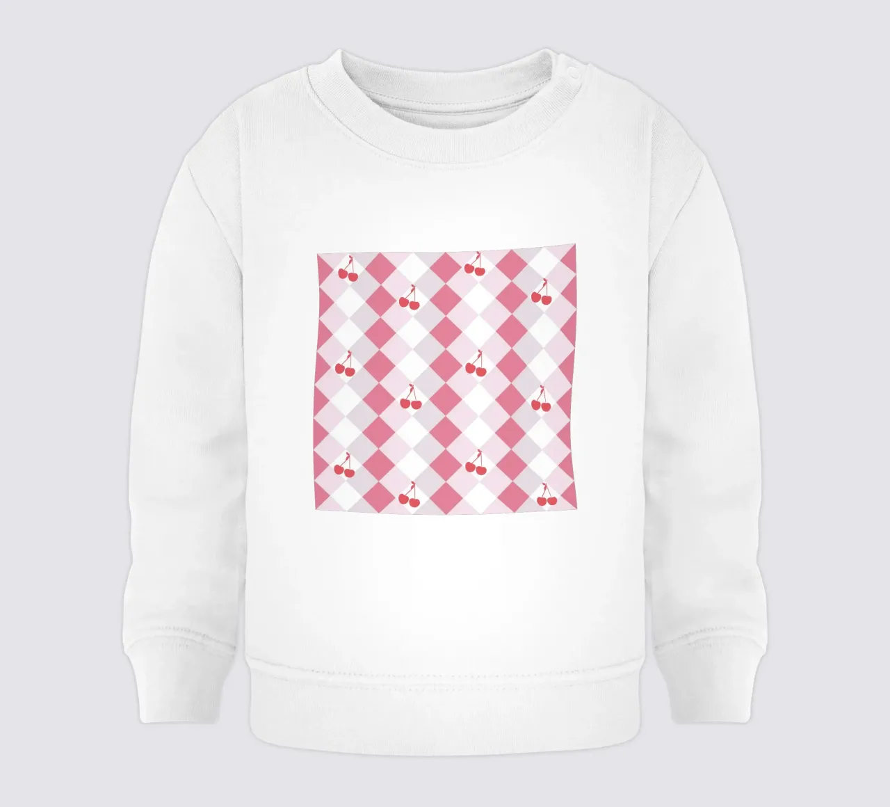 Red cherries and plaid seamless pattern baby sweatshirt by gulsengunel