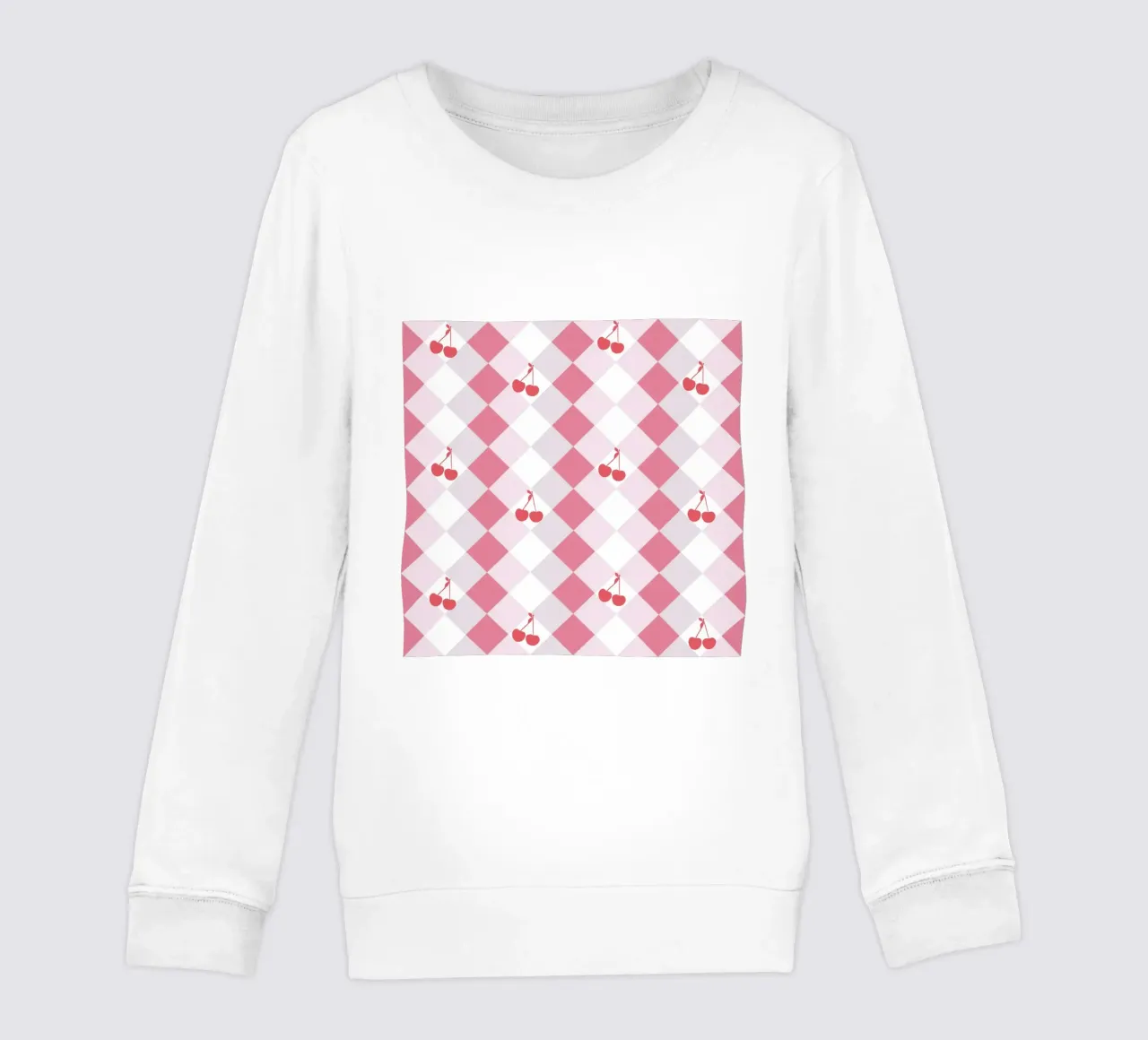 Rode kersen en geruit naadloos patroon kinder sweatshirt van gulsengunel